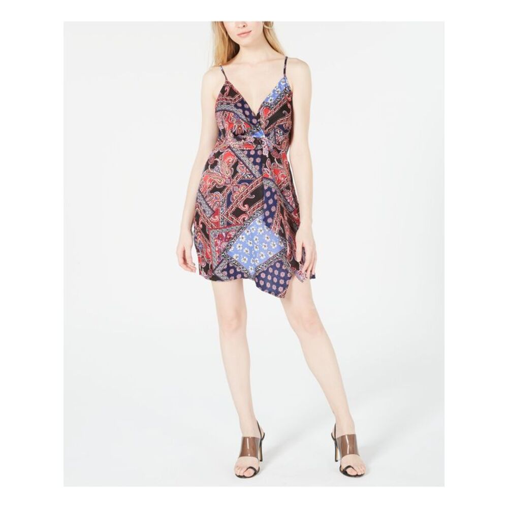 HOUSE OF POLLY Womens Blue Spaghetti Strap Mini Sheath Party Dress L